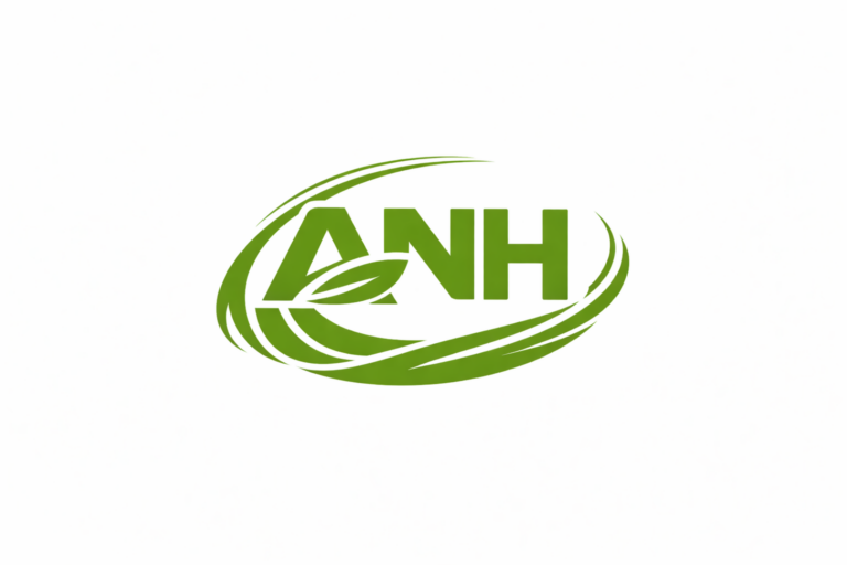 Grünes Logo mit Blättern und Schrift