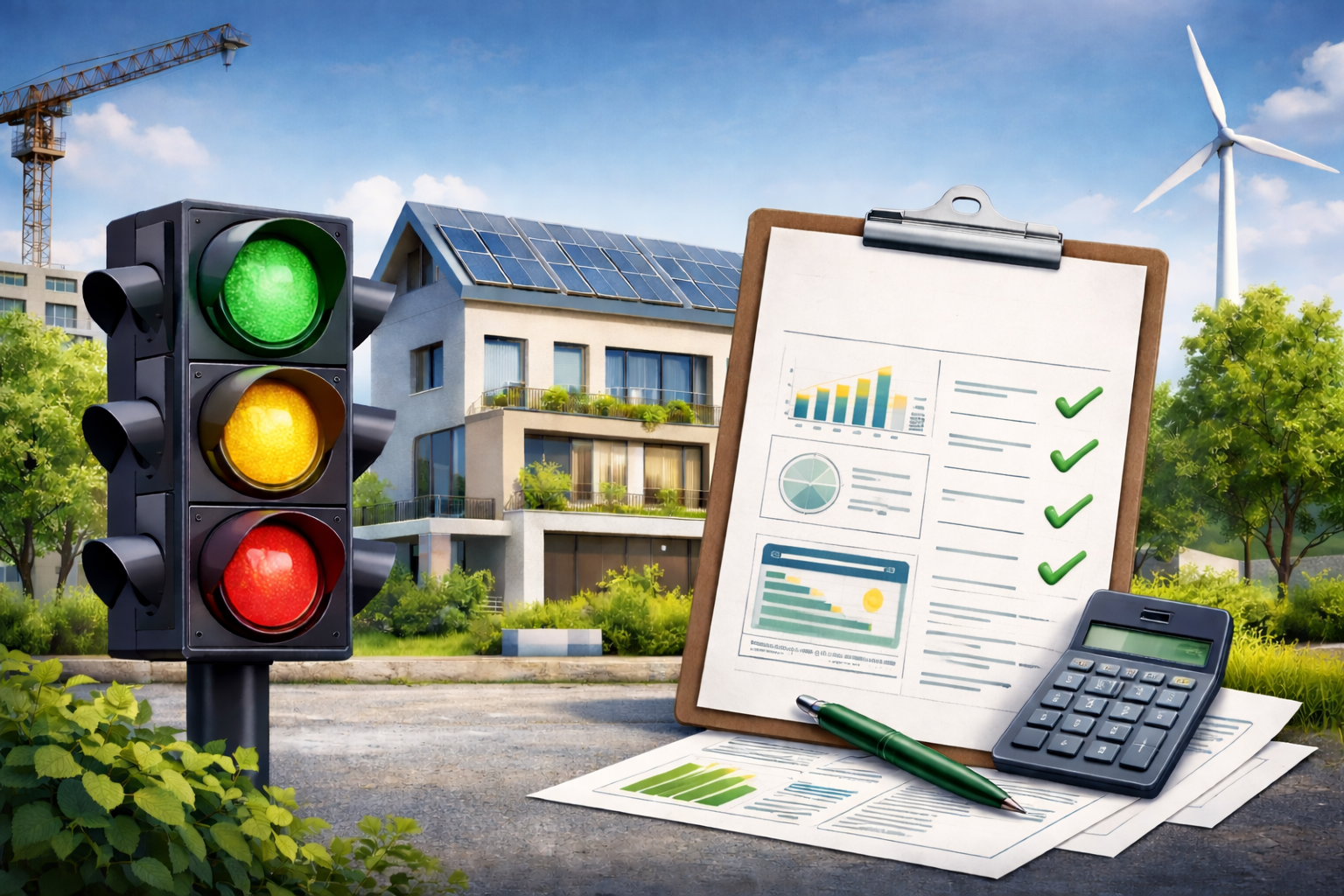 QNG-Ampelcheck 1 Ampel, Dokumente, nachhaltige Energie